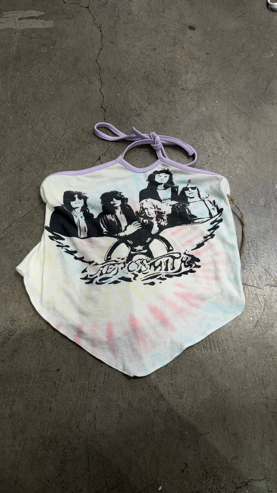 Vintage Aerosmith Pastel Tie-Dye Halter